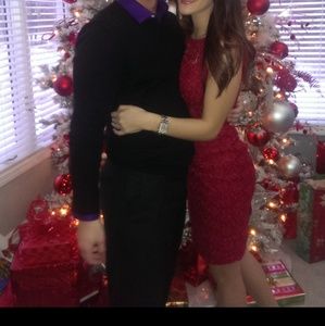 White House Black Market red lace dress